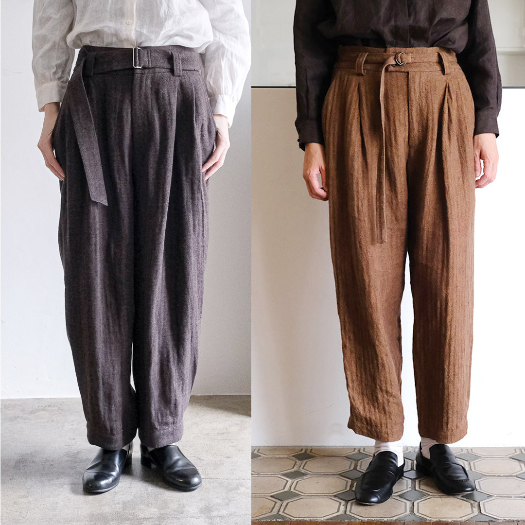 ［SALUÉ］エッグパンツC／ヘリンボーンリネン