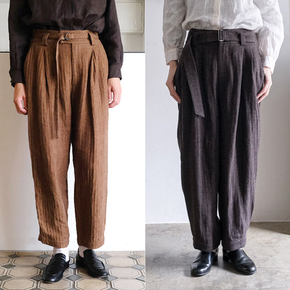 SALUÉ／【受注商品】エッグパンツA／ヘリンボーンリネン