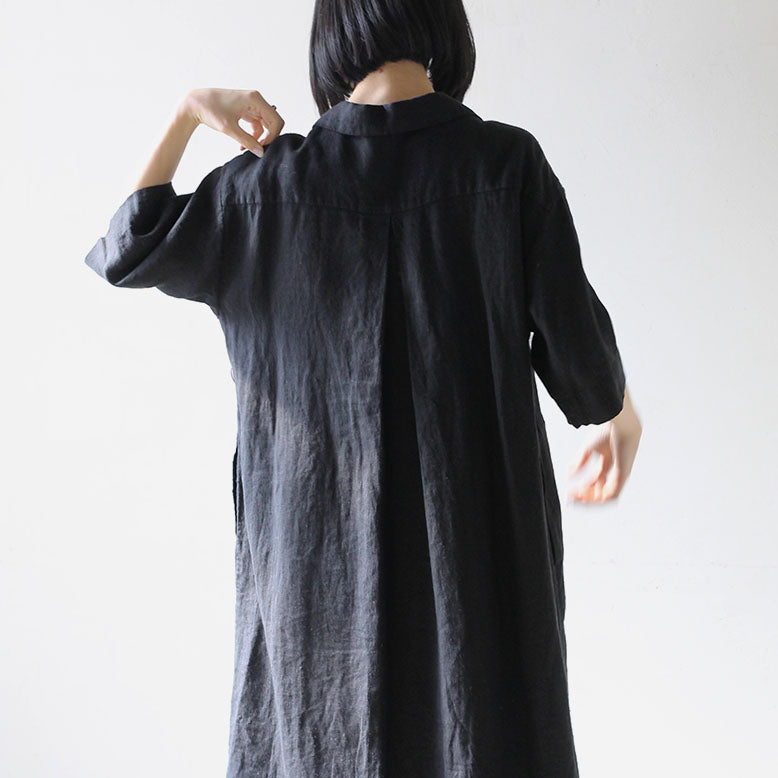 ［SALUÉ］ハーフスリーブオープンカラーシャツドレス