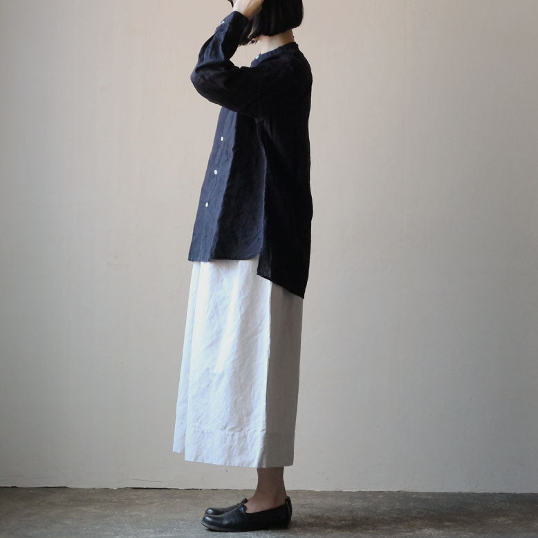 SALUÉ／ユニセックスバンドカラーシャツ／ライトウェイトリネン