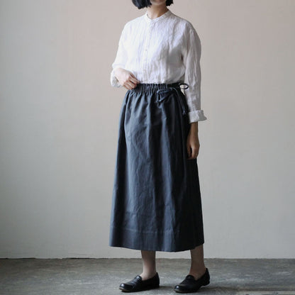 ［SALUÉ］ワンサイドスリットロングスカート／コットンリネン
