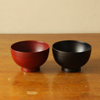 漆塗り汁椀 2個セット 渕布刷毛 曙 根来 山岸厚夫 made in