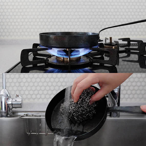 使う前に、まずは蜜蝋を焼ききってよく洗います