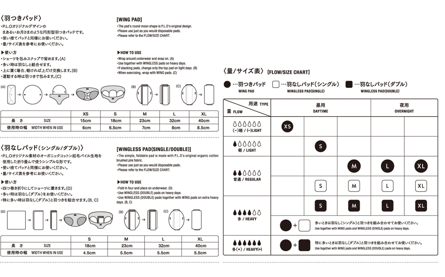 ［Pantyliners Organics］布製パッド　羽つき