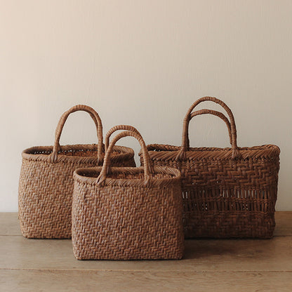 ［宮本工芸］山ぶどうかご　あじろ編みからみ手　小