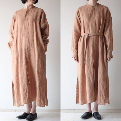 SALUÉ／バックピンタックドレス／ミッドウェイトリネン