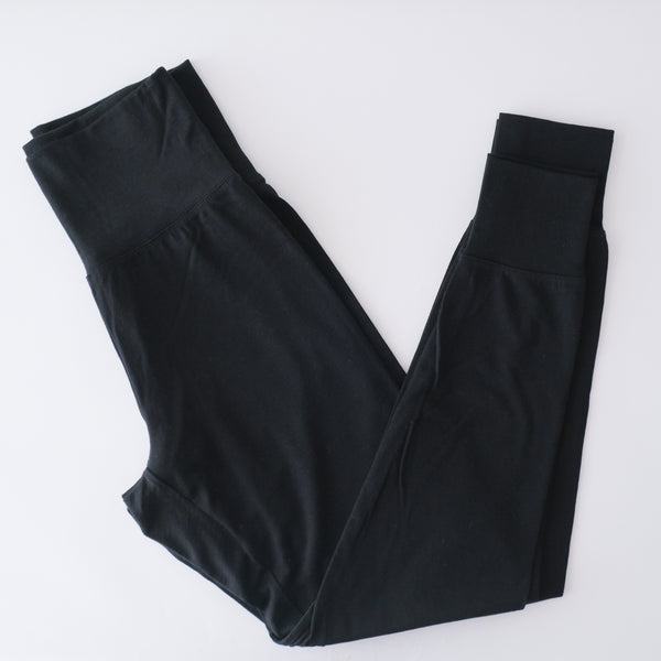 YARN ルル リブレギンス 黒 ZQメリノウール